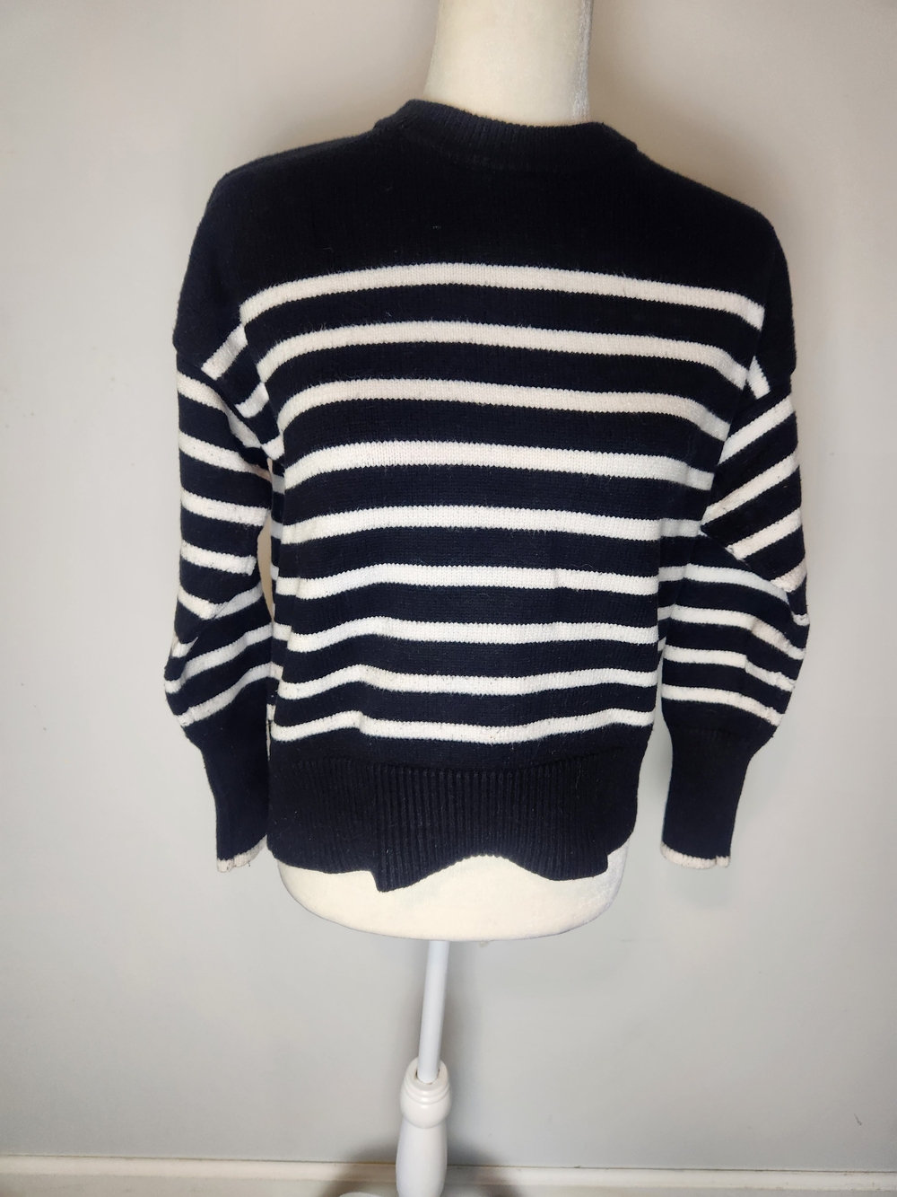 Philosophy Navy and White Striped Crewneck Sweater